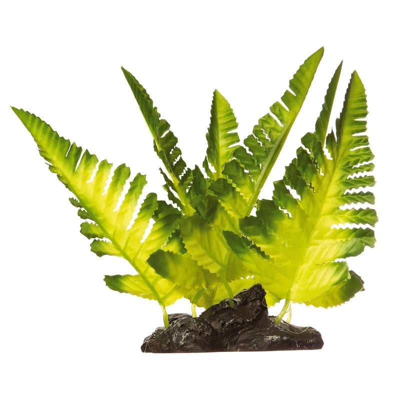 GloFish Yellow Fern Plant Aquarium DÃ©cor, Green and Yellow Medium, Fluorescent Under Blue LED Light - Image 4